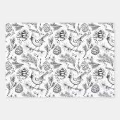 Black & White XL Kardinal Bird, Pine, Winter Berry Geschenkpapier Set (Vorderseite 3)