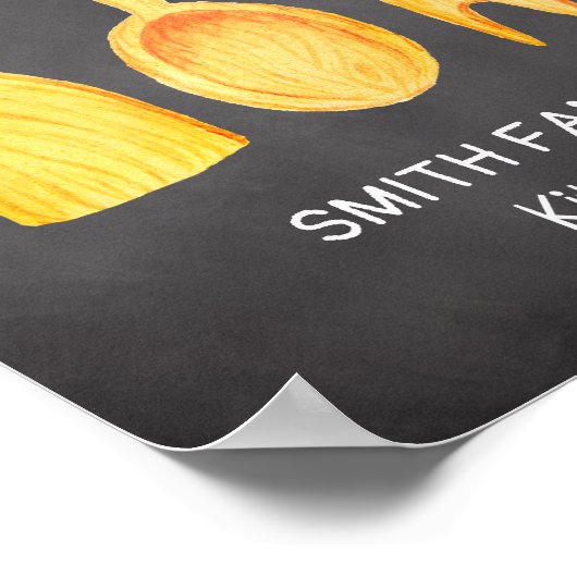Black White Yellow Kitchen Utensils Chalkboard Poster (Ecke)