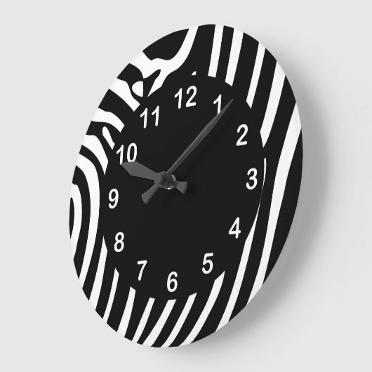 Black White Zebra Große Wanduhr (Winkel)
