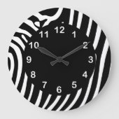 Black White Zebra Große Wanduhr (Vorderseite)