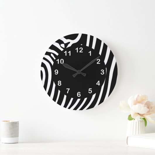 Black White Zebra Große Wanduhr (Zuhause)