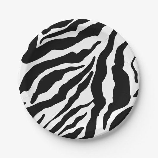 Black& White Zebra Stripes Pattern Animal Print Pappteller (Vorderseite)