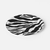 Black& White Zebra Stripes Pattern Animal Print Pappteller (Schrägansicht)