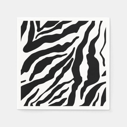 Black& White Zebra Stripes Safari Animal Print  Serviette (Vorderseite)