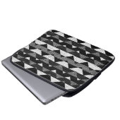 Black & White Zickzack Zigzag Burlap Jute Laptopschutzhülle (Vorne Knopf)