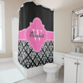 Black Whlpool LG Damask #3 CB1IR Hot Pink Monogram Duschvorhang (Beispiel)