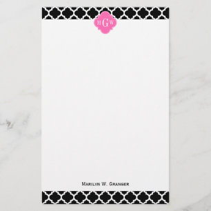 Black Whmarokkanisch #5 Hot Pink #2 Name Monogram Briefpapier