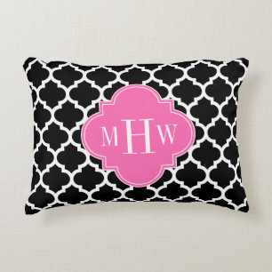 Black Whmarokkanisch #5 Hot Pink #2 Name Monogram Dekokissen