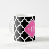 Black Whmarokkanisch #5 Hot Pink #2 Name Monogram Kaffeetasse (Vorderseite Links)
