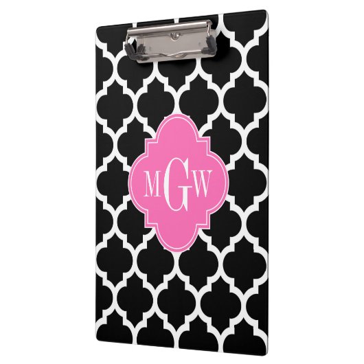 Black Whmarokkanisch #5 Hot Pink #2 Name Monogram Klemmbrett (Links)