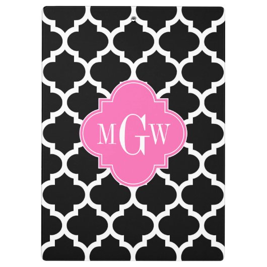 Black Whmarokkanisch #5 Hot Pink #2 Name Monogram Klemmbrett (Rückseite)