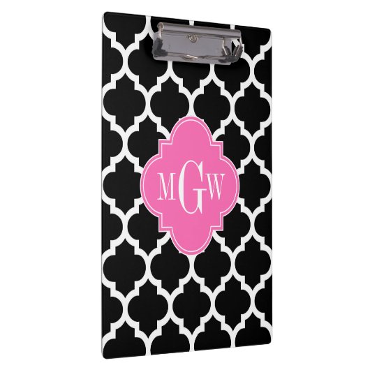 Black Whmarokkanisch #5 Hot Pink #2 Name Monogram Klemmbrett (Rechts)