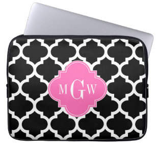 Black Whmarokkanisch #5 Hot Pink #2 Name Monogram Laptopschutzhülle
