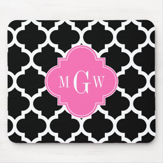 Black Whmarokkanisch #5 Hot Pink #2 Name Monogram Mousepad (Vorne)