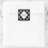 Black Whmarokkanisch #5 White 3 Initial Monogram Quadratischer Aufkleber (Tasche)