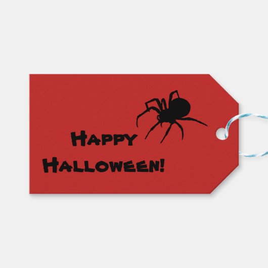 Black Widow auf Red Halloween-Geschenk-Tag Geschenkanhänger (Vorderseite (Horizontal))