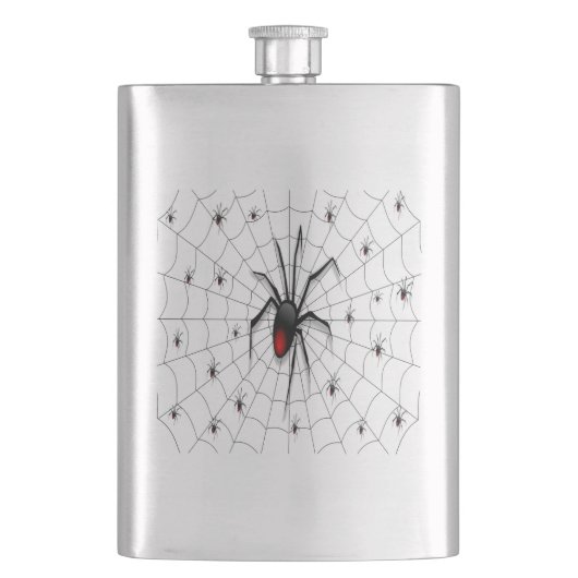 Black Widow Spider and Babies - Flachmann (Vorderseite)