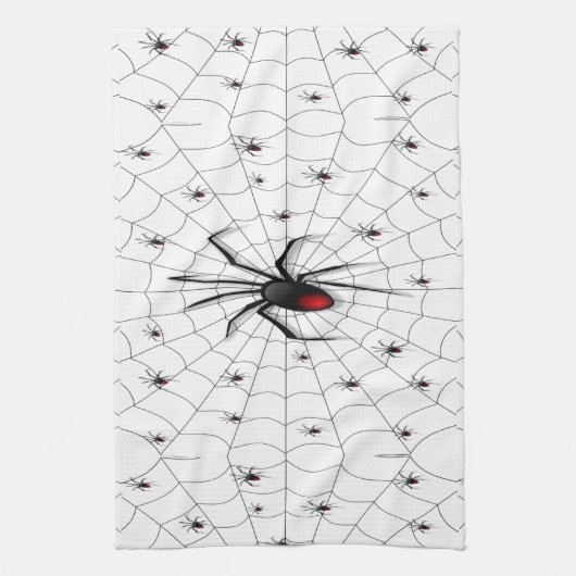 Black Widow Spider and Babies - Geschirrtuch (Vertikal)