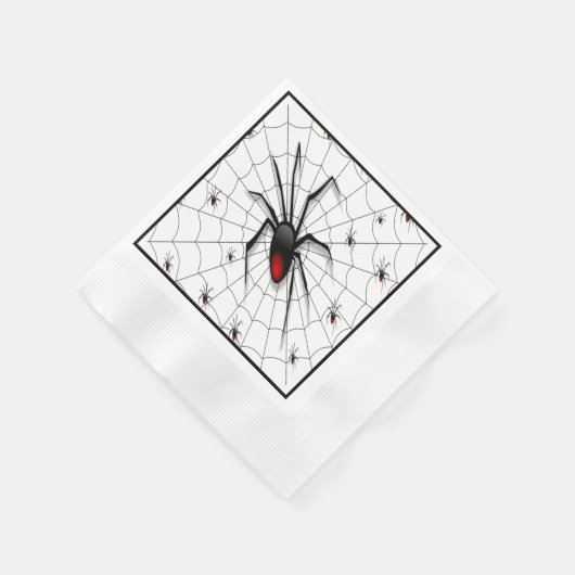 Black Widow Spider and Babies - Serviette (Ecke)