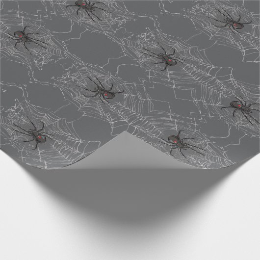Black Widow Spider And Spiderweb Drawing Art Geschenkpapier (Ecke)