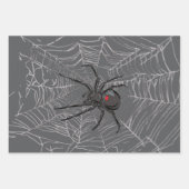 Black Widow Spider And Spiderweb Drawing Art Geschenkpapier Set (Vorderseite)