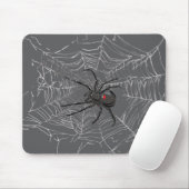 Black Widow Spider And Spiderweb Drawing Art Mousepad (Mit Mouse)