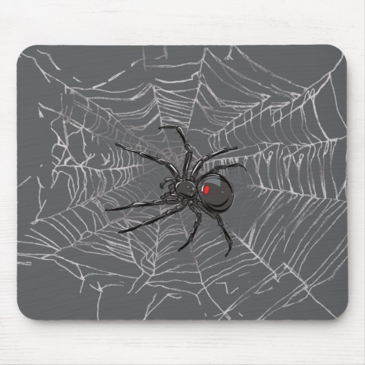 Black Widow Spider And Spiderweb Drawing Art Mousepad (Vorne)