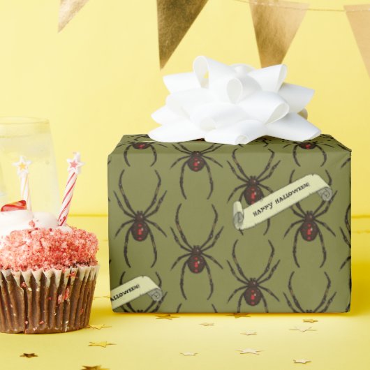 Black Widow Spider Halloween Pixel Art Pattern Geschenkpapier (Geburtstagsparty)