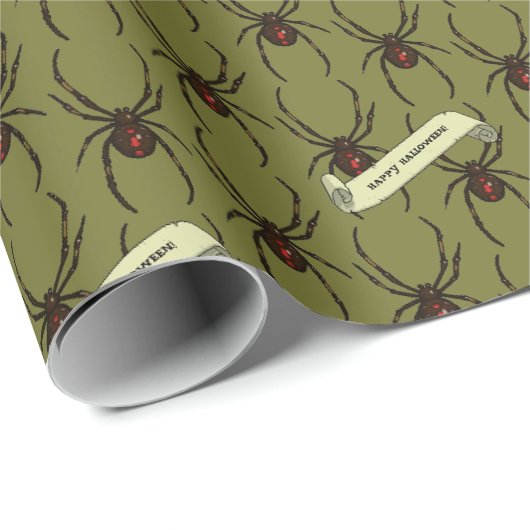 Black Widow Spider Halloween Pixel Art Pattern Geschenkpapier (Rolleneckpunkt)