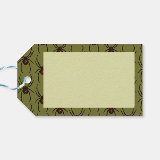 Black Widow Spider Happy Halloween Pixel Pattern Geschenkanhänger (Rückseite Horizontal)