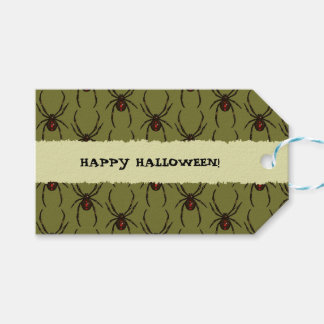 Black Widow Spider Happy Halloween Pixel Pattern Geschenkanhänger