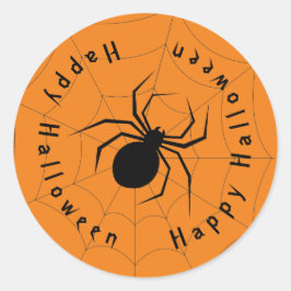 Black Widow Spider Happy Halloween Runder Aufkleber