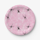 Black Widow Spider Web Pink Pappteller (Vorderseite)