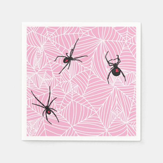 Black Widow Spider Web Pink Serviette (Vorderseite)