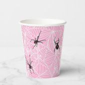 Black Widow Spider Webs Pastel Pink Pappbecher (Rückseite)