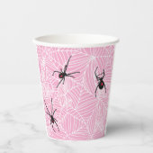 Black Widow Spider Webs Pastel Pink Pappbecher (Vorderseite)