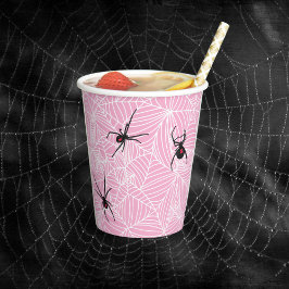 Black Widow Spider Webs Pastel Pink Pappbecher