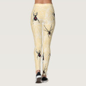 Black Widow Spider Webs Pastel Yellow Costume Leggings (Rückseite)