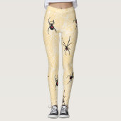 Black Widow Spider Webs Pastel Yellow Costume Leggings (Vorderseite)