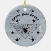 Black Widow Spiders Red Marks in Web White Keramik Ornament (Hinten)
