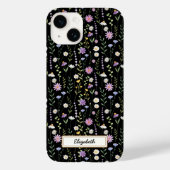 Black Wild Flowers Pattern Case-Mate iPhone Hülle (Rückseite)