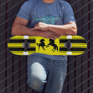 Black Wild Horses Skateboard - Custom Colors