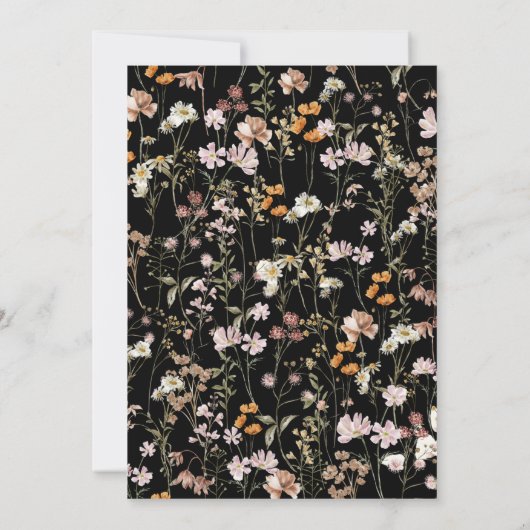 Black Wildblume Baby in Bloom Baby Dusche Einladung (Rückseite)