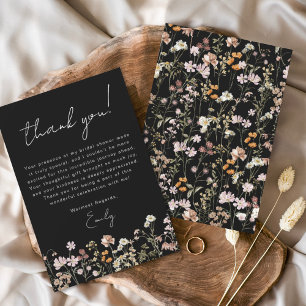 Black Wildblume Boho Brautparty Vielen Dank Karte