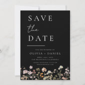 Black Wildblume Boho Save the Date (Vorderseite)