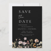 Black Wildblumen Boho Save the Date (Vorderseite)