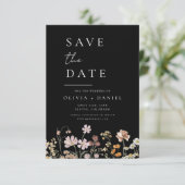 Black Wildblumen Boho Save the Date (Stehend Vorderseite)