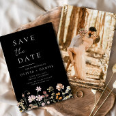 Black Wildblumen Foto Boho Save the Date
