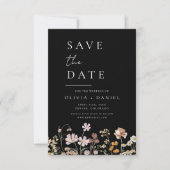 Black Wildblumen Foto Boho Save the Date (Vorderseite)