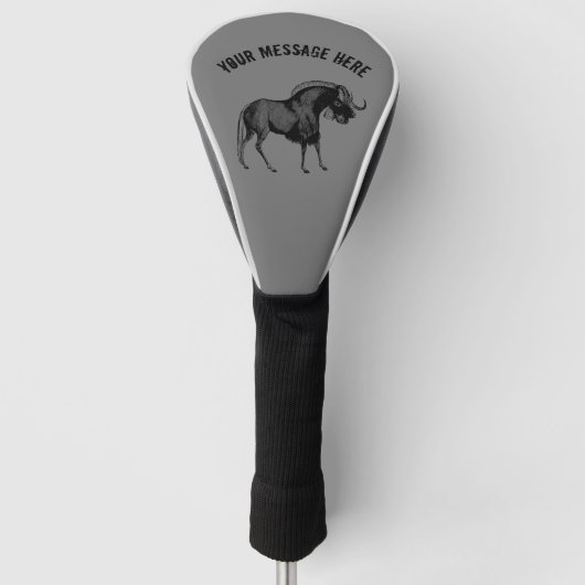 Black Wildebeest Simple Zeichnend Golf Headcover (Vorderseite)